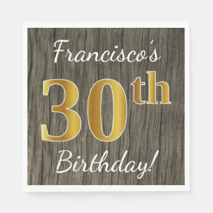 Serviette En Papier Bois de Faux, anniversaire d'or de Faux 30ème +