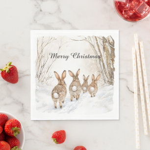 Serviette En Papier Bois de Noël de lapins de Pâques