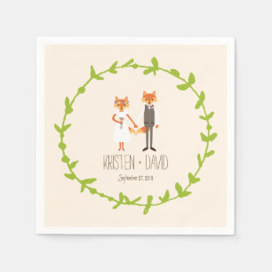Serviette En Papier Bois de Whimsical Renards mariage d'ivoire