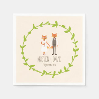 Serviette En Papier Bois de Whimsical Renards mariage d'ivoire