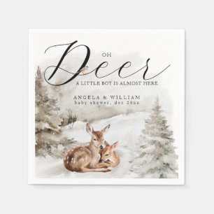 Serviette En Papier Bois d'hiver Oh Deer Thème Baby Boy Douche