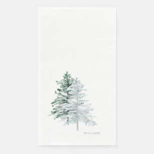 Serviette En Papier Bois d'hiver simple avec nom personnalisé