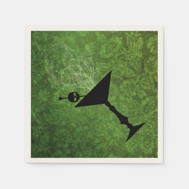 Serviette En Papier Bois et Booze Halloween Livre vert Napkins (Devant)