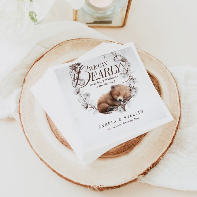 Serviette En Papier Bois Nous pouvons attendre le Baby shower d'hiver (Créateur téléchargé)