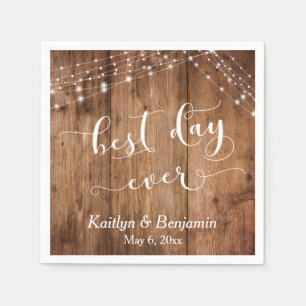 Serviette En Papier Bois rustique avec lumières blanches, meilleur jou