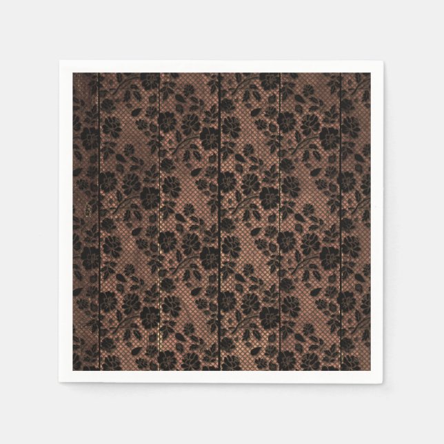 Serviette En Papier Bois rustique & dentelle fleurie Lingerie Douche (Devant)