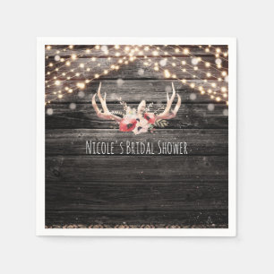 Serviette En Papier Bois rustique et lumières Floral Antlers Boho Chic