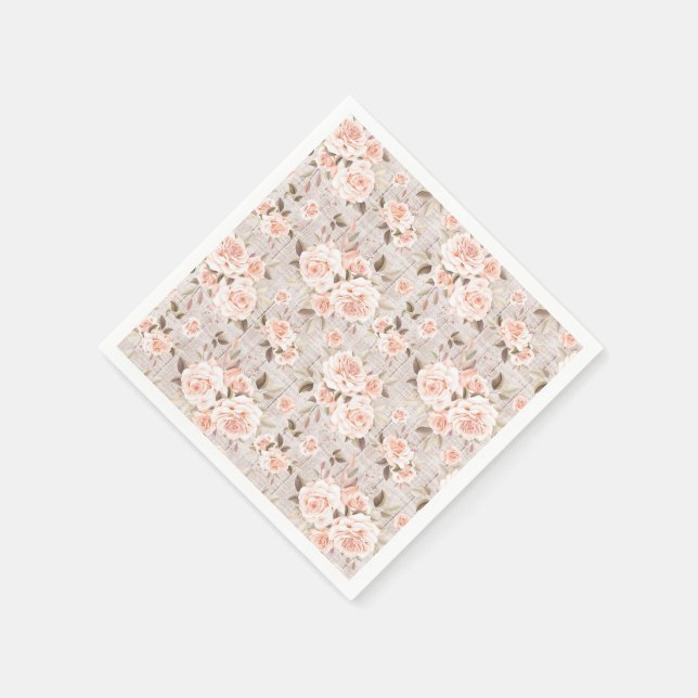 Serviette En Papier Bois rustique & Roses romantiques Shabby Chic Mari (Coin)