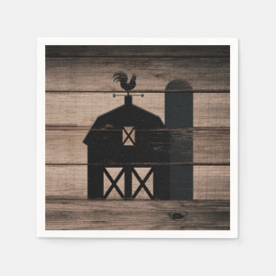 Serviette En Papier Bois rustique vieilli noir grange mariage champêtr