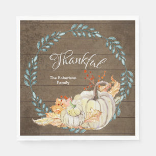 Serviette En Papier Bois rustique w Feuilles automnales dans Thanksgiv
