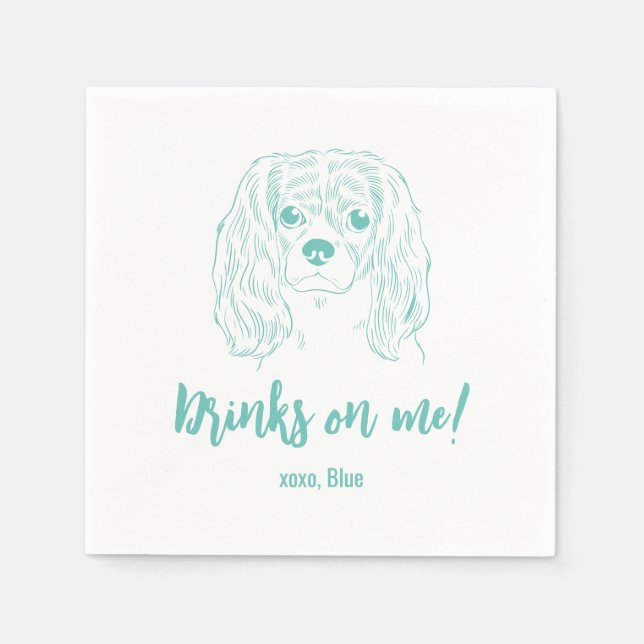 Serviette En Papier Bois sur moi ! Cavalier Spaniel Mariage Napkins (Devant)
