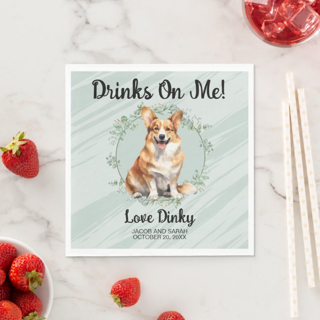 Serviette En Papier Bois Sur Moi ! Pembroke Welsh Corgi Chien mariage  (En situation)