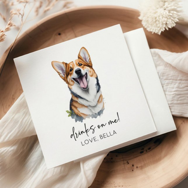 Serviette En Papier Bois Sur Moi ! Pembroke Welsh Corgi Chien Mariage (Créateur téléchargé)