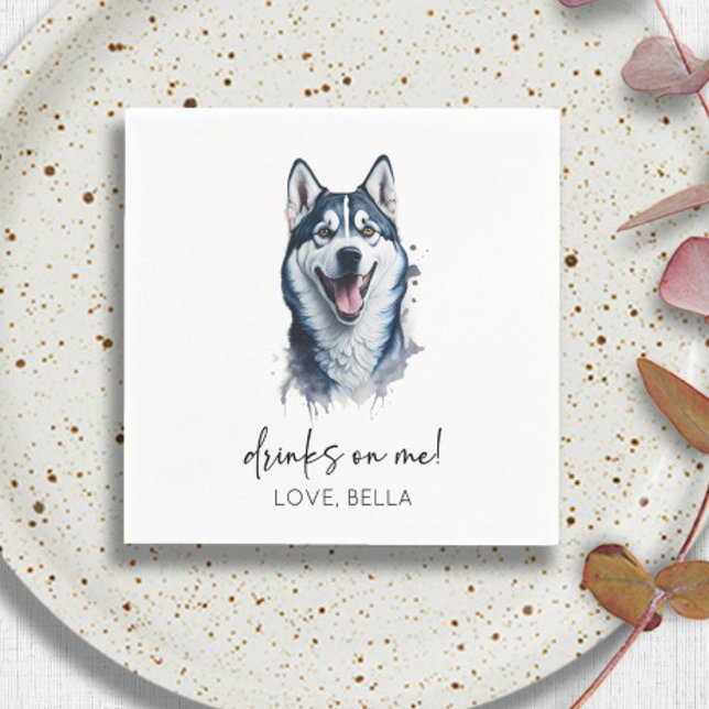Serviette En Papier Bois Sur Moi ! Sibérie Husky Chien Mariage animal  (Créateur téléchargé)