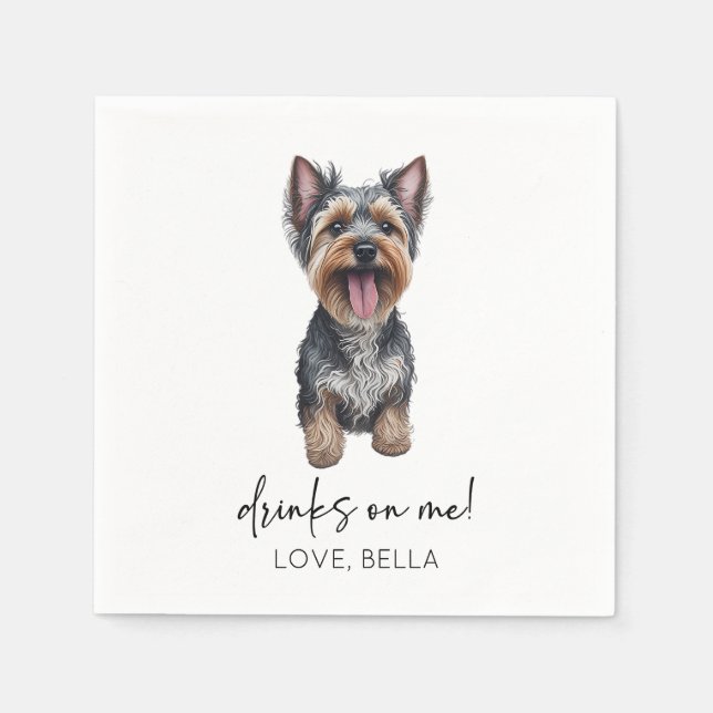 Serviette En Papier Bois Sur Moi ! Yorkshire Terrier Yorkie Chien Mari (Devant)