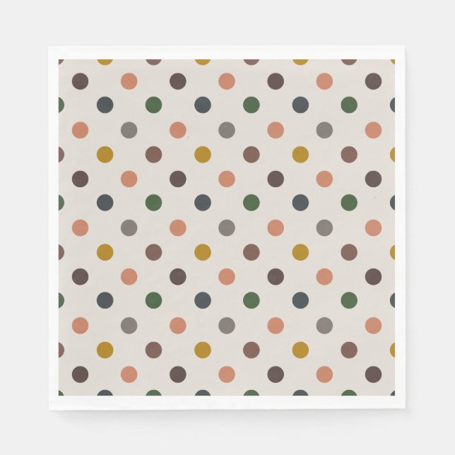 Serviette En Papier Bois Tons Terre Clair Motif Points Design (Devant)