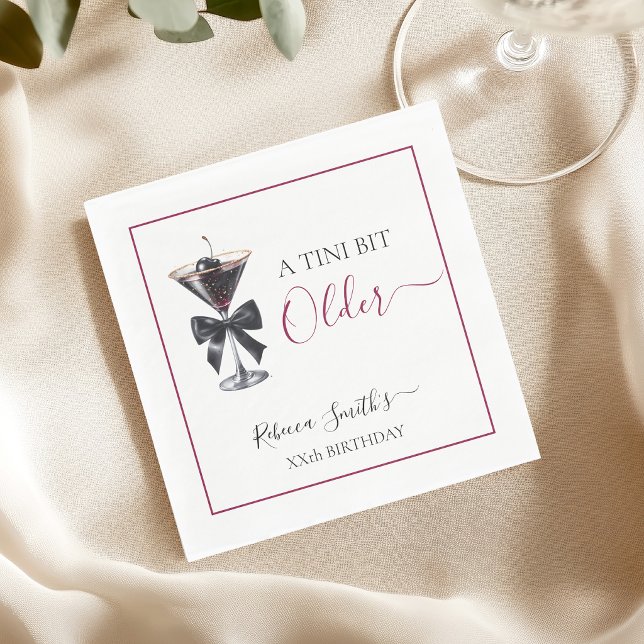 Serviette En Papier Boisson Cerise à Arc Noir 'Un peu plus âgée' Anniv (Créateur téléchargé)