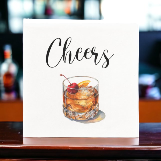 Serviette En Papier Boisson Cocktail Old Fashioned Cheers (Créateur téléchargé)