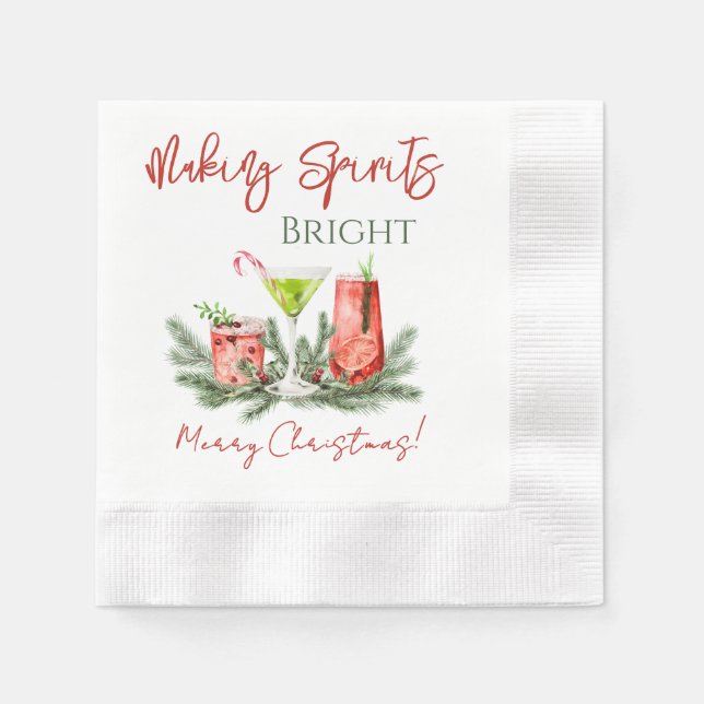 Serviette En Papier Boisson de Noël Making Spirits Bright festive (Devant)