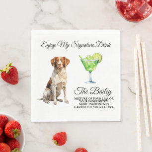 Serviette En Papier Boisson distinctive de mariage avec épagneul breto
