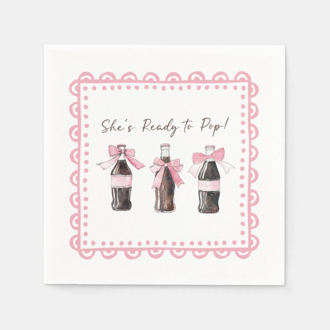 Serviette En Papier Boisson gazeuse bébé rose prête à éclater (Devant)