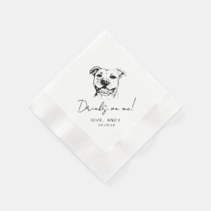 Serviette En Papier Boisson Pit Bull Dessinée à la Main sur Cocktail