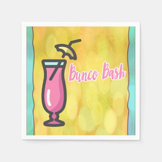 Serviette En Papier Boisson Rose Bunco Bash Amusants Cocktail Napkin (Devant)