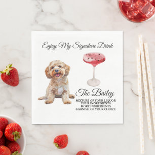 Serviette En Papier Boisson signature de mariage pour chien Cockapoo