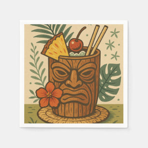Serviette En Papier Boisson Tiki Rétro Tropicale Anniversaire Luau Haw