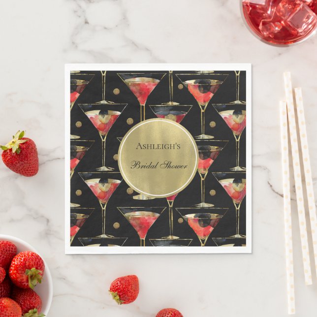 Serviette En Papier Boissons de glamour d'or noir Shower de mariage (En situation)