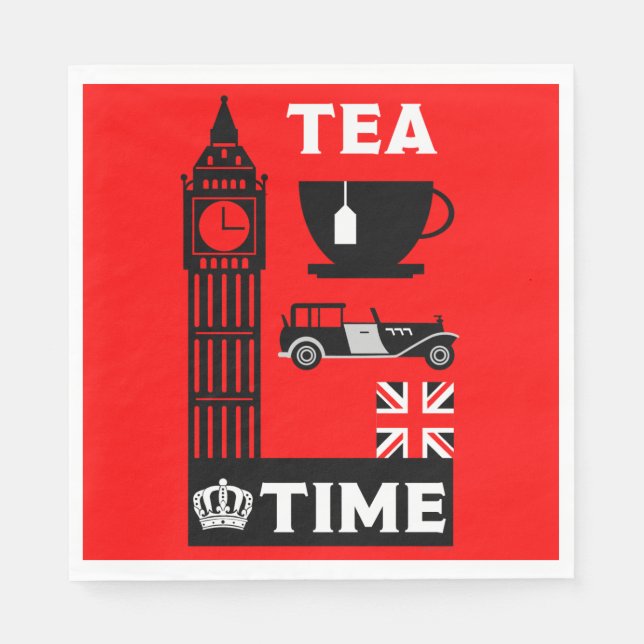 Serviette En Papier Boissons de thé britanniques classiques (Devant)
