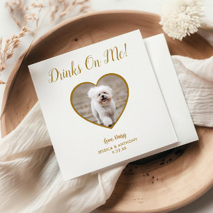 Serviette En Papier Boissons dorées modernes C'est moi Photo Mariage d