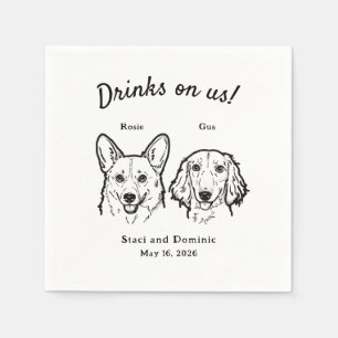 Serviette En Papier Boissons mignonnes offertes Corgi Dachshund Mariag