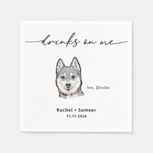 Serviette En Papier Boissons mignonnes sur moi Pet Chien Mariage croqu