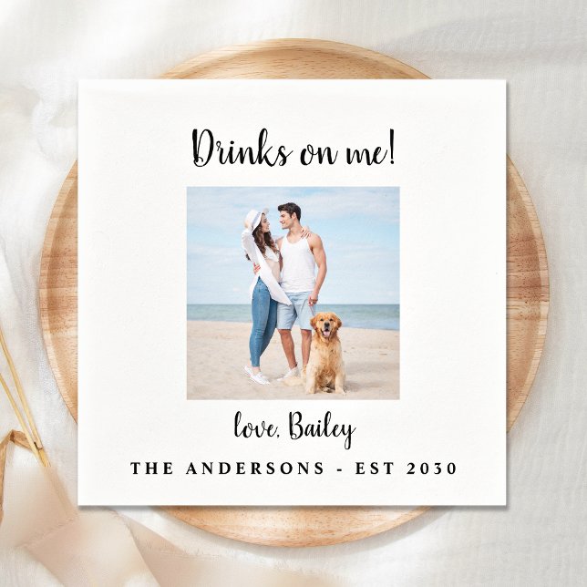 Serviette En Papier Boissons modernes sur moi Chien Photo Animaux Mari (Créateur téléchargé)