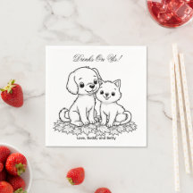 Boissons Offertes Dessin Simple Chien Mignon & Mar