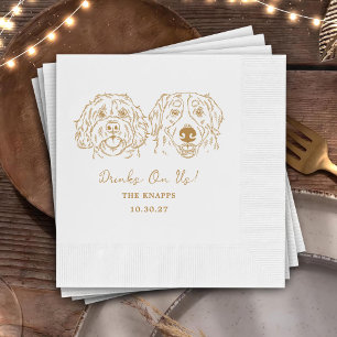Serviette En Papier Boissons Offertes Mariage Dessiné Sur Mesure Chien