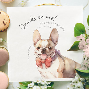 Serviette En Papier Boissons Offertes par Moi Bulldog Français Aquarel