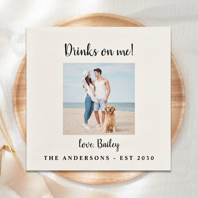 Serviette En Papier Boissons Personnalisées Sur Moi Chien Photo Animau (Créateur téléchargé)