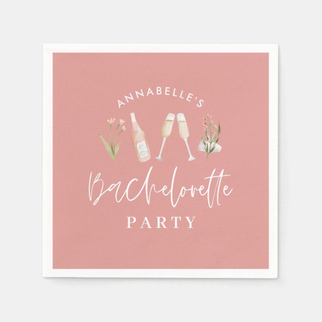 Serviette En Papier Boissons roses giri moderne soirée bachelorette (Devant)