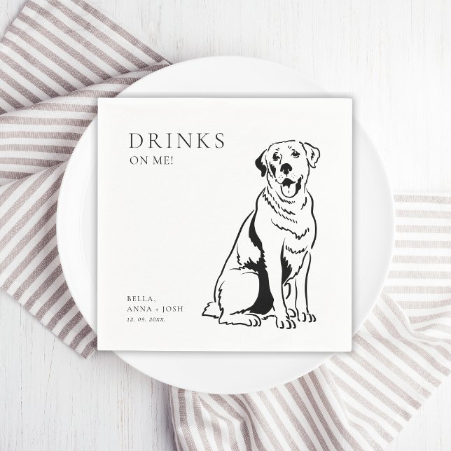 Serviette En Papier Boissons sur le Mariage de chien Me (drinks on me dog wedding napkins)
