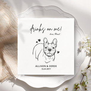 Serviette En Papier Boissons sur Me Chien French Bulldog Mariage Cockt