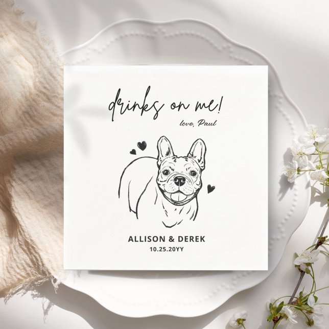 Serviette En Papier Boissons sur Me Chien French Bulldog Mariage Cockt (Créateur téléchargé)