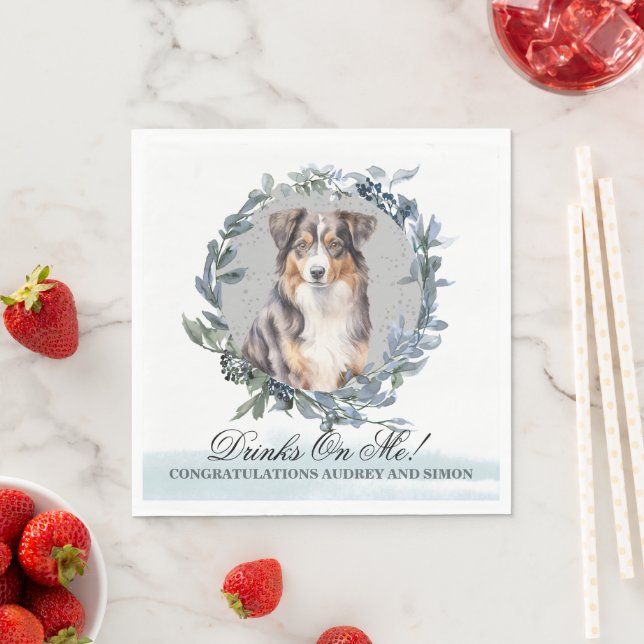 Serviette En Papier Boissons sur moi Australian Shepherd Pet Mariage (En situation)