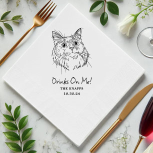 Serviette En Papier Boissons Sur Moi Chat Personnalisé Tirée Mariage