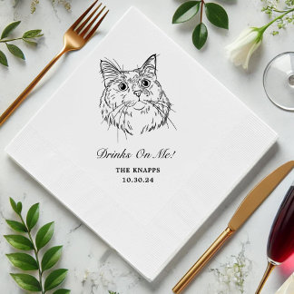 Serviette En Papier Boissons Sur Moi Chat Personnalisé Tirée Mariage