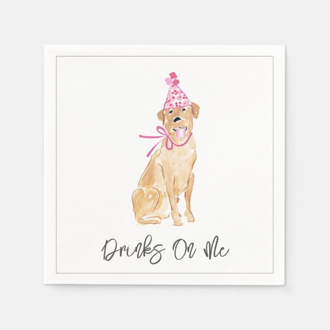 Serviette En Papier Boissons sur moi Golden Labrador Casquette d'aquar (Devant)