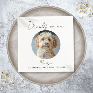 Serviette En Papier Boissons Sur Moi Pet Chien Photo Mariage