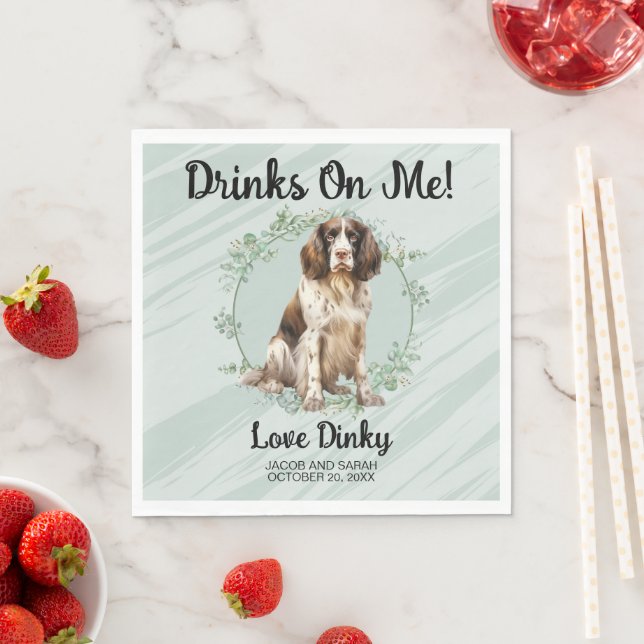 Serviette En Papier Boissons sur moi ! Photo de chien Springer Spaniel (En situation)