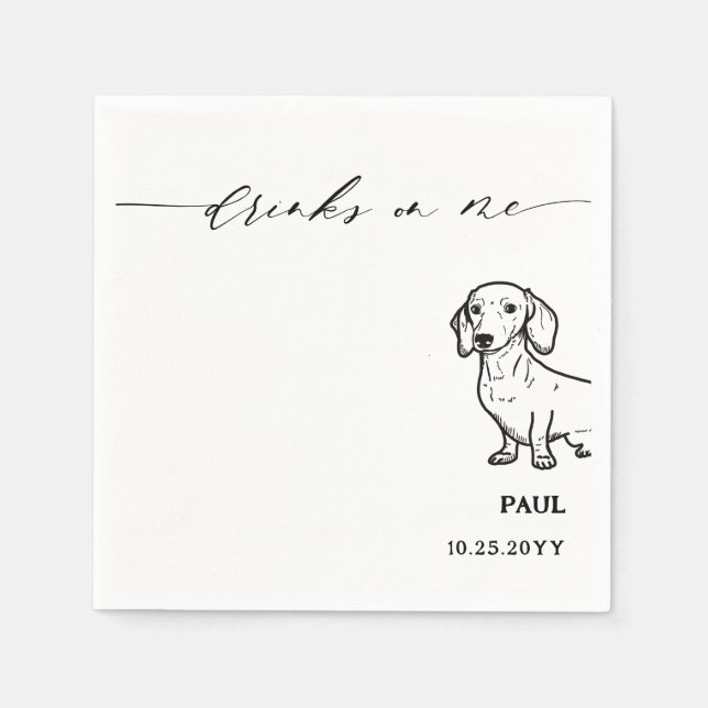Serviette En Papier Boissons sur moi Script Dachshund Doxie Chien Mari (Devant)